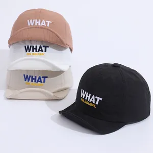 Kids Soft Brim Baseball Cap Quick-Drying Fabric WHAT Letter Embroidery Toddlers Baby Sun Protection Hat Summer Casual Cap