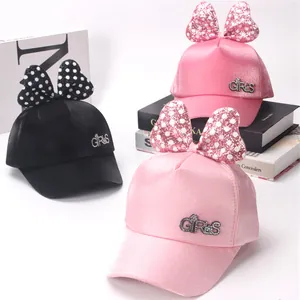 Casquette de Baseball Filles Strass Lettres GIRLS Enfant Nœud à Pois Paillettes Chapeau de Soleil Mélange Coton Polyester Extérieur