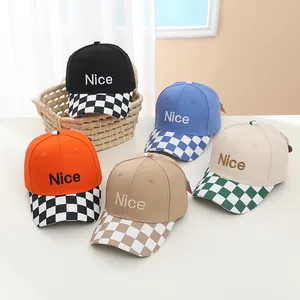 Detailed collection of kids baseball caps featuring Nice embroidery and checkered brims