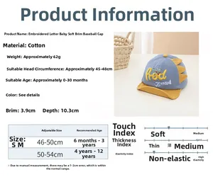 Detailed size chart for kids dinosaur baseball cap with adjustable strap measurements