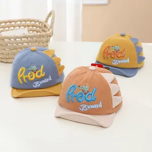 Cute dinosaur baseball caps for toddlers with cartoon embroidery and 3D fin details