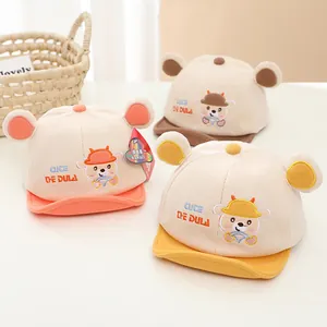 Simpatico Berretto da Baseball per Neonati con Orso Cartone Animato Orecchie 3D Cappello da Sole in Morbido Cotone per Bambini Maschi Femmine Uso Quotidiano All'aperto
