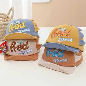 Toddler Baby Cotton Dinosaur Baseball Cap With 3D Fins Cartoon Crocodile Embroidery Soft Brim Outdoor Sun Hat For Boys Girls