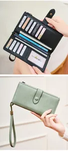 Détails du portefeuille RFID en cuir avec emplacements pour cartes et dragonne amovible