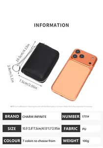 Detail specifications of RFID card holder with dimensions 10.5x2.8x7.5cm and chain