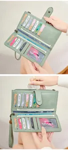 Détails du portefeuille RFID avec fentes pour cartes et poche zippée sécurisée