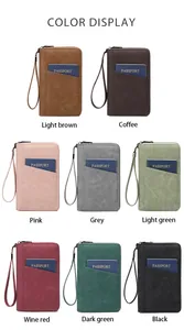 Detailed color display of large RFID travel passport wallets in eight assorted matte tones