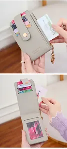 Detail of RFID-blocking wallet with dual compartments, card slots and zipper coin pocket