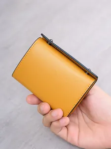 Heren Microvezel Leer Drievoudig Gevouwen Korte Portemonnee RFID Bescherming Kaarthouder Met Muntzakje Zakelijk Minimalistisch Mode Geldclip