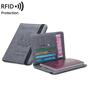 Protection RFID Protège-Passeport en Cuir PU Organisateur de Documents de Voyage Portefeuille Avec Emplacements Cartes Pour Femmes Hommes