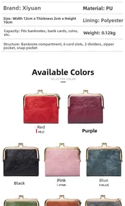 Detailed view of women's leather wallet with functional card slots and secure metal clasp