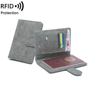RFID Blocking PU Leather Passport Holder Travel Document Organizer Wallet With SIM Card Slots For Unisex Business Trip