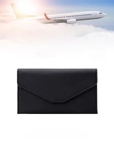 Waterproof RFID blocking passport holder in black cross-grain synthetic leather for travel