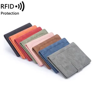 RFID blocking passport wallet in 8 colors with a snap buckle for travel security