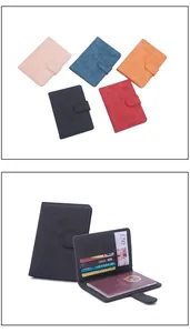 Primer plano de fundas para pasaporte en imitación cuero con RFID y ranuras de tarjetas
