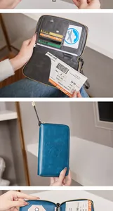 Detailed interior of RFID travel wallet with dedicated passport slot and card holders