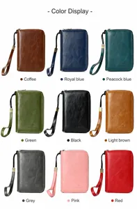Múltiples opciones de color para la billetera de viaje RFID en cuero encerado de calidad
