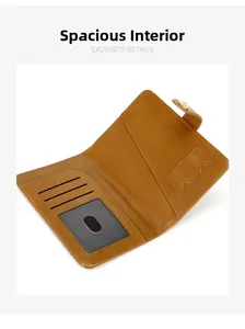 Detailed view of the large capacity interior with multiple card slots and RFID passport holder