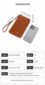 Λεπτομερείς προδιαγραφές μεγέθους για το RFID πορτοφόλι διαβατηρίου σε καφέ δέρμα