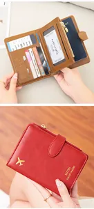 Detail view of RFID travel wallet interior featuring multi-slot card holder and coin pocket
