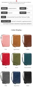 Detailed internal structure and nine color options of the RFID PU leather passport holder
