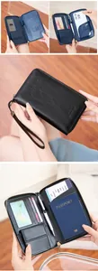 Detailed internal view of RFID passport holder with card slots and phone pocket