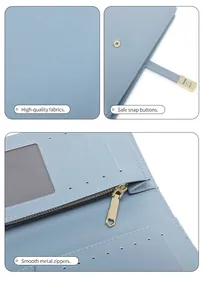 Detail view of light blue leather wallet with multi-card slots and heart zipper pull