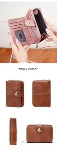 Dettaglio del portafoglio RFID donna con slot per carte e scomparto per monete zip