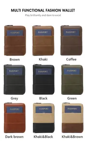 Detailed grid view of RFID blocking passport holders in nine various vintage leather colors