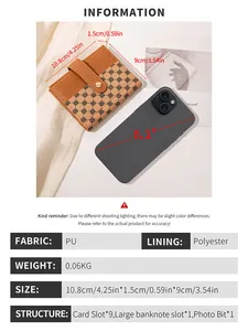Detailed view of women's compact bifold wallet dimensions with size comparison