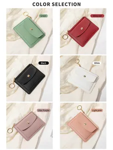 Sélection de couleurs pour portefeuilles fins en cuir PU avec porte-clés dorés élégants