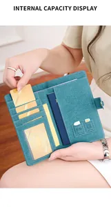 Internal capacity display of the RFID passport wallet with card slots and SIM storage
