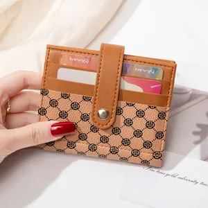 Women Vintage PU Leather Short Wallet With Clover Print Foldable Card Holder Multi-Slot Coin Purse Fashion Daily Bag
