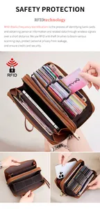 Vista interna del portafoglio RFID da donna con molti scomparti per carte e tasca per cellulare