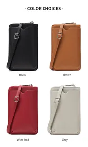 Vertical cross-body phone bags in four colors with lychee texture and metal zippers