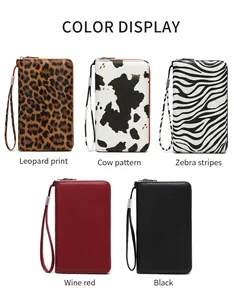 Muestra de colores de carteras RFID en motivos de leopardo, cebra y piel lisa