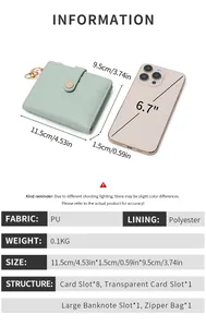 Detailed size comparison and internal structure specifications of RFID slim wallet