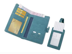 Λεπτομέρεια θήκης διαβατηρίου RFID και ετικέτας αποσκευών με πολλές θέσεις καρτών