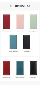 Collection of RFID long wallets in lychee and oil wax leather finishes with multi colors