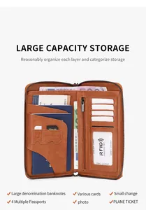 Detailed view of the internal storage slots for passports and RFID protection lining
