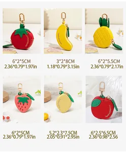 Guide des tailles détaillé pour mini porte-monnaie en cuir PU en forme de fruit