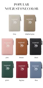 Litchi pattern RFID passport covers in 8 colors with L-shaped zipper and metal logo