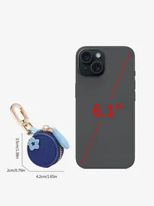 Mini porte-monnaie rond en similicuir avec étoile, dimensions 4,2 cm par 3,5 cm