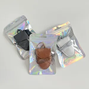 Three magnetic leather sunglasses clips in black, brown, and silver with neck straps
