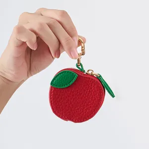Fruit Shaped Mini PU Leather Coin Purse Keychains Fruit Series Bag Pendants Small Earphone Storage Case For Women Girls
