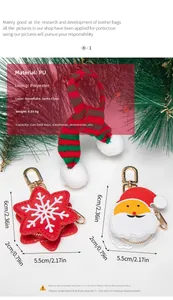 Close-up of Santa Claus and snowflake star PU leather mini pouches with knitted scarf detail