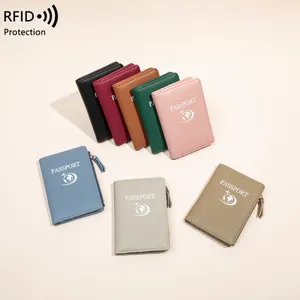 RFID blocking passport wallet in multiple colors with textured litchi pattern