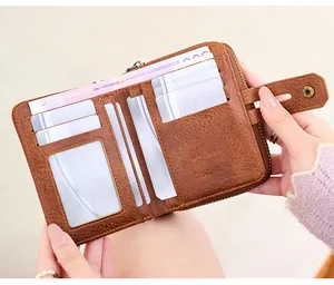 Close-up of the interior showing multi-slot card holders and photo window of the RFID wallet