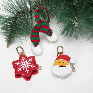 Cartoon Santa Claus and snowflake star coin purse keychain pendant for bags