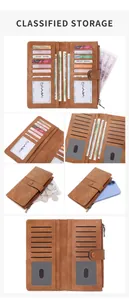 Detail view of large capacity RFID wallet showing multiple card slots and storage